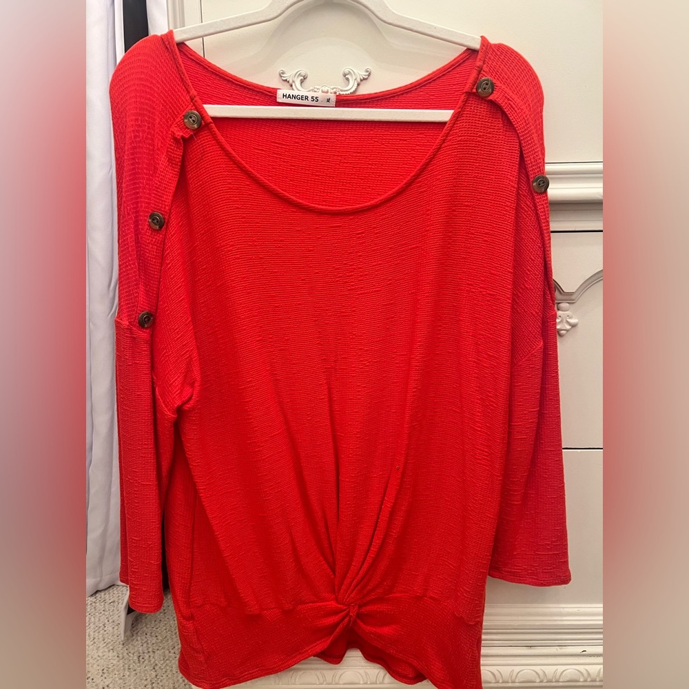 Red Button-Detail Women's Top, made by Hanger 55